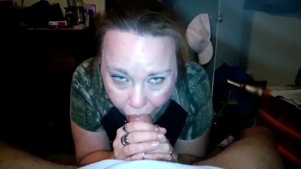 Lips wrapped firmly around a big hard cock