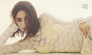 Lily Collins see through to bra
