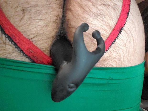 green skirt and my butt plug