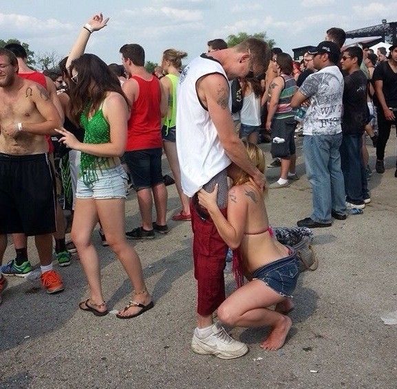 Public blowjob at edm festival