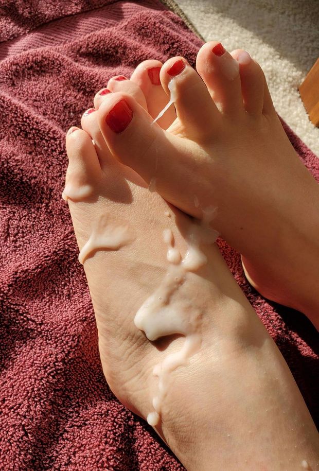 Cum covered cute feet