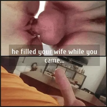 Cuckold cums hands free while watching wife