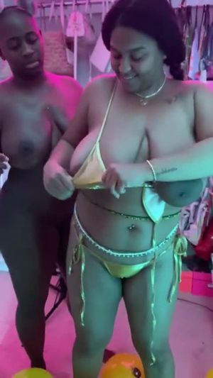 Gaia Monroe putting on her bikini