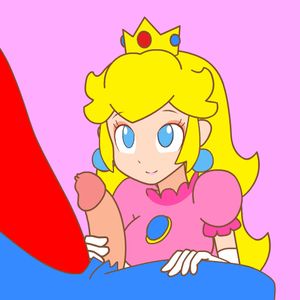 Princess Peach stroking off Mario
