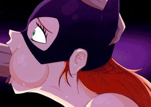 Batgirl's throat filled with cum