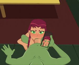 Starfire sucking Beastboys cock