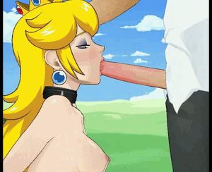 Princess Peach throating a huge cock