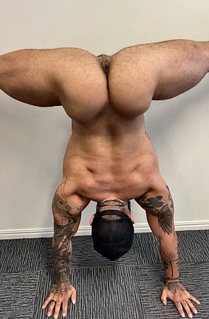 Strong guy with muscles and a pussy