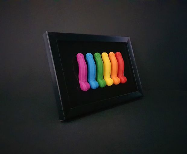 Gay LGBT Pride Flag Penis Art Sculpture - Gay Christmas Gifts - Erotic Queer Wall Home Decor