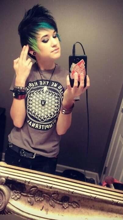 Emo teen short hair