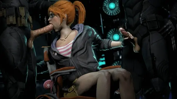 Oracle sucking Batman and giving Nightwing a handjob