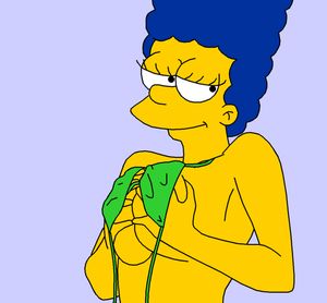 Marge Simpson massaging her big tits