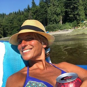 Drunk milf alone on the lake
