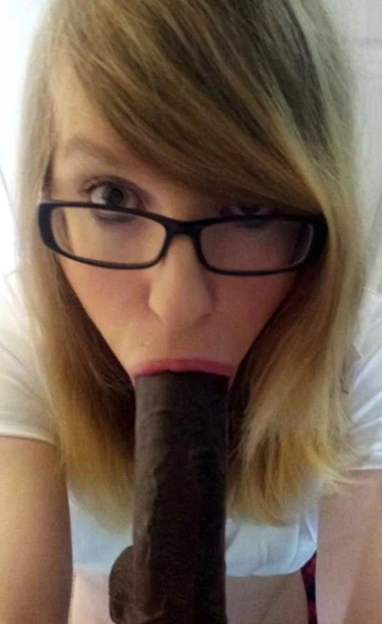Blond in glasses sucking BBC