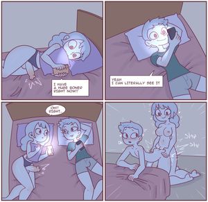 1futa all_fours anal balls big_penis clothed clothing comic dialogue duo erection from_behind fully_clothed futa_on_male futanari human knee