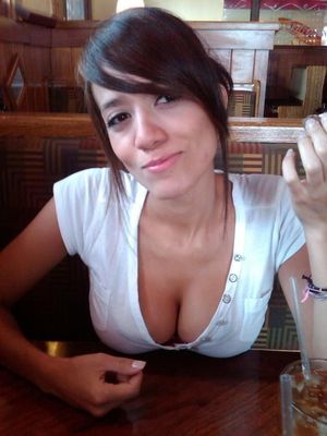 cute slut advertising her tits