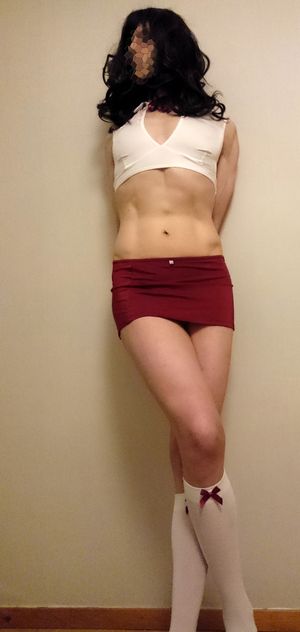 Hot sissy CD in a mini skirt