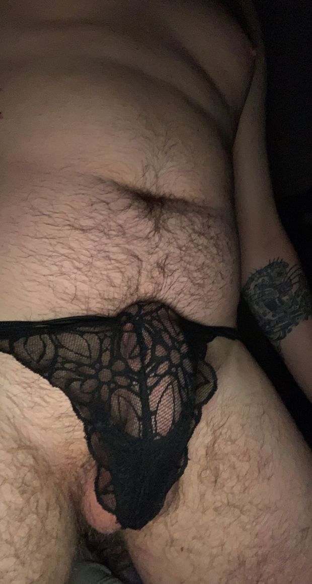 Black lace thong