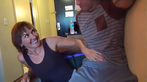 Look at the horny expression on the face of mature lady Lillian tesh. She slowly enters the guy's pants with her hand. She gets permission