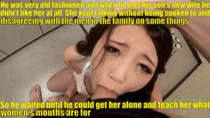 She threatened to tell his son but she couldn't get away. It took hours of him fucking her face for her to finally learn her lesson