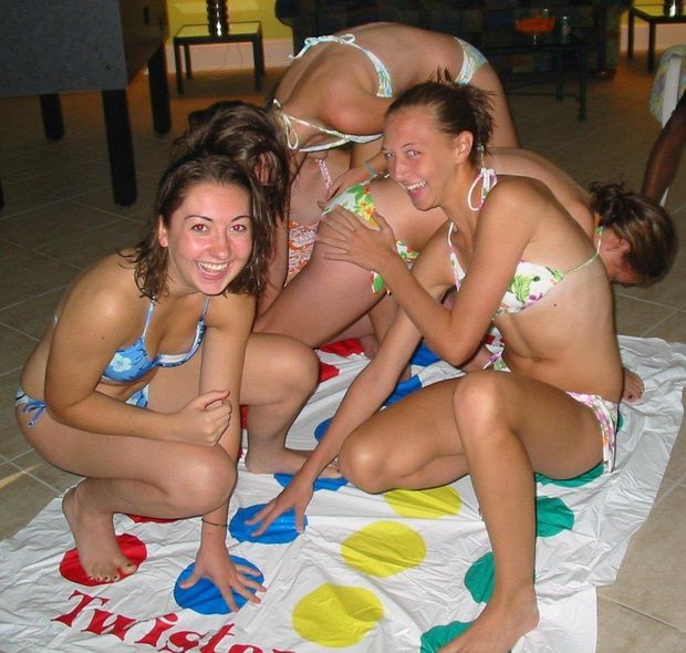 babes playing twister.