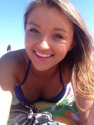 happy teen with nice cleavage