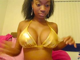 Sexy black teen showing cute tits