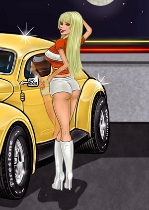 Big ass blonde with her hot ride!