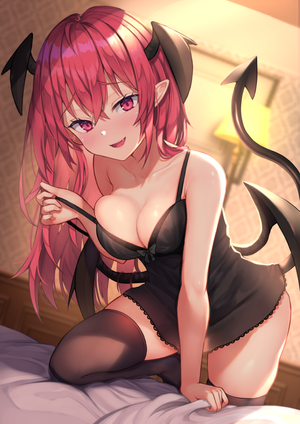 A cute succubus wants to join you in bed by ヲヲグニ(@ooguni)