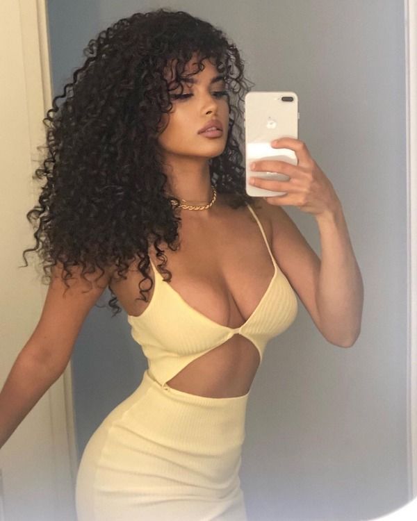Hot babe with curly hair
