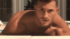 Dude Stands Erect, Getting Out of Swimming Pool Nude. Must See a Hot Chick?