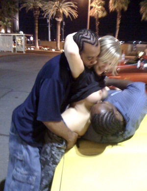 My daughter getting a photo as I prep to get publicly drilled by BBC