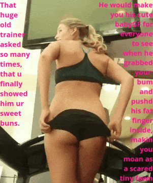 Teasing the trainer with bum