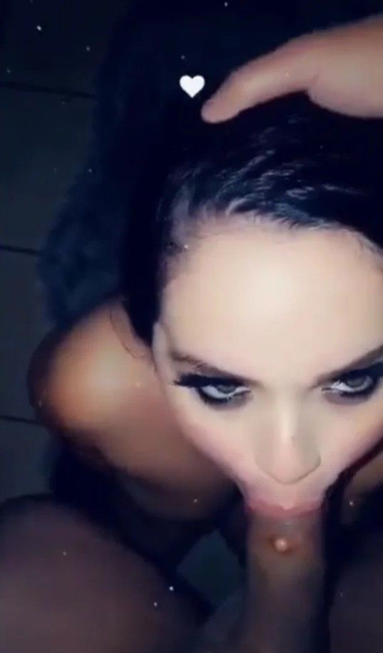 Amateur brunette sucking cock