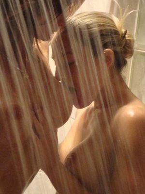 Tit sucking in the shower