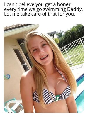 Daughter swimming boner