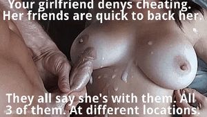 In reality, she is cheating, she is with the friend with the biggest dick