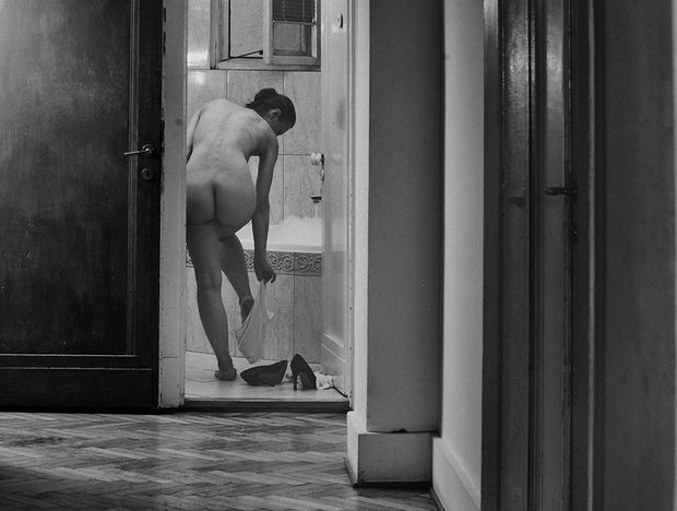 Undressing for bath
