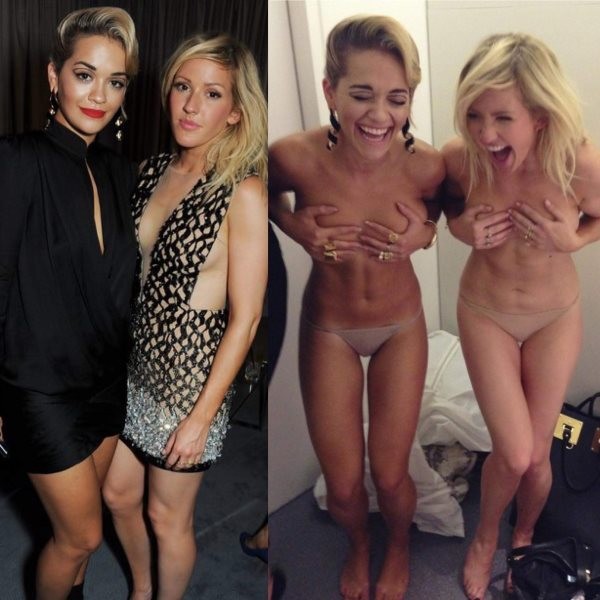 Rita ora and ellie goulding hand bra and knickers