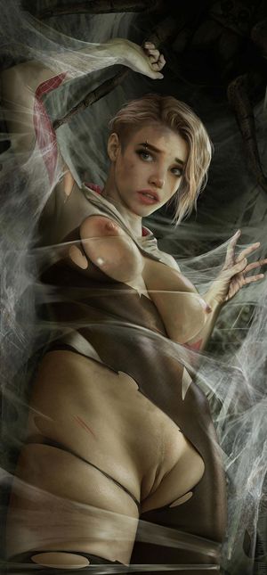 Spider-Woman in the web.