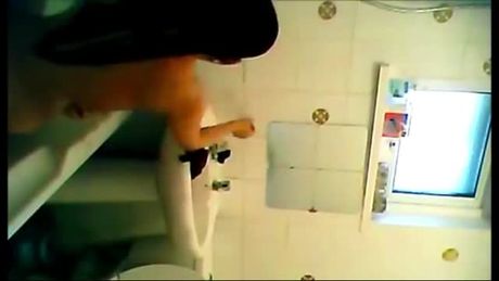 Latina step sister showers with the door open