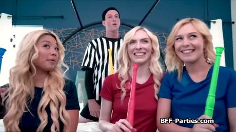 Three girlfriends paying debt with pussy