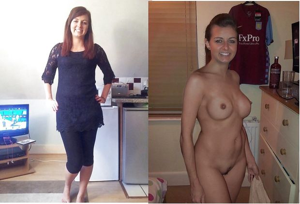 Before and after busty MILF