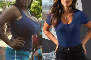 Blue Shirt Cleavage Comparison
