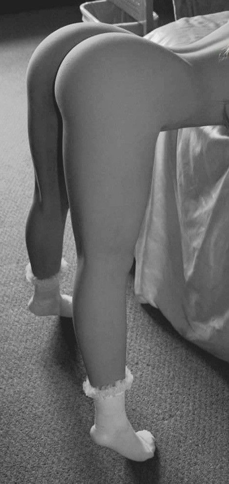Wearing cute socks and waiting for her bbc