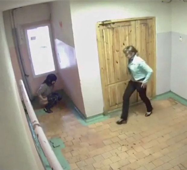 Naughty bitch caught peeing in entrance hall
