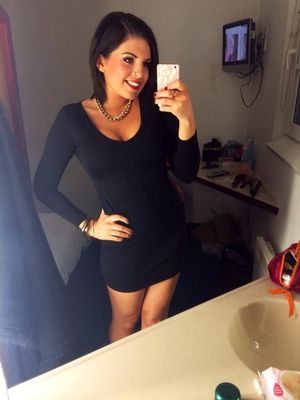 busty slut black dress mirror selfie