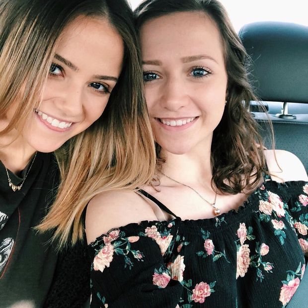 cute friends selfie in car