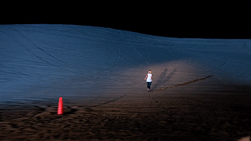 Running in the desert.