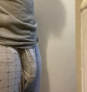 My mom was embarrassed- she never knew how big hubby was until she seen him in these pj’s she got him for Christmas